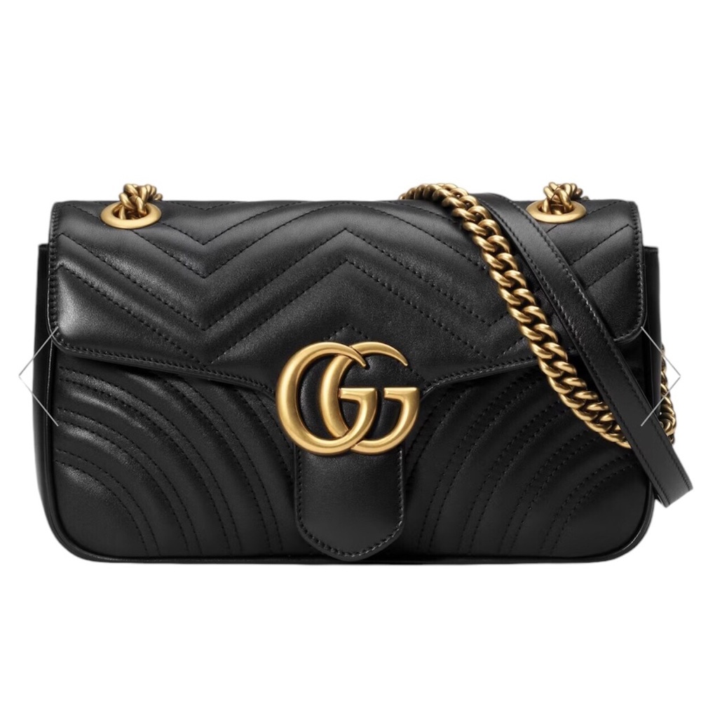 GUCCI Montelasse Marmont size Medium Blazk w Gold Hardware